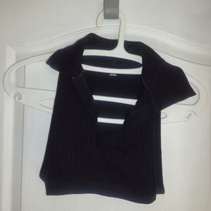 Urban outfitters black polo crop top